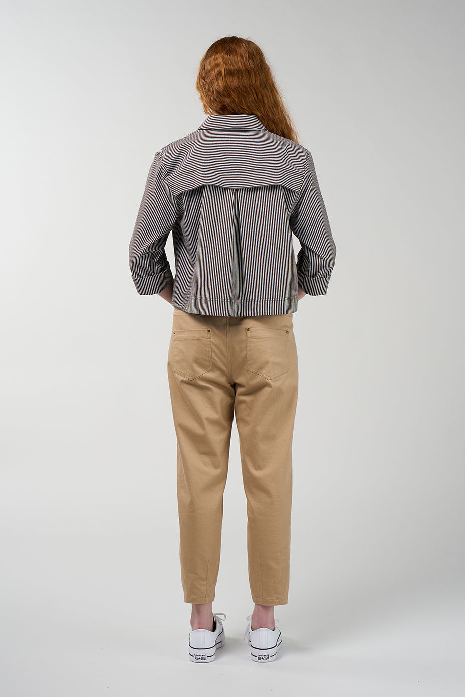 MADLY SWEETLY SIGNAL JACKET COTTON POLYESTER BROWN COCOA STRIPE DENIM JACKET