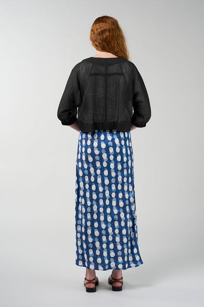 MADLEY SWEETLY FRAME JACKET BLACK NAVY SILK WHITE SHEER LAYER RAYON NYLON 