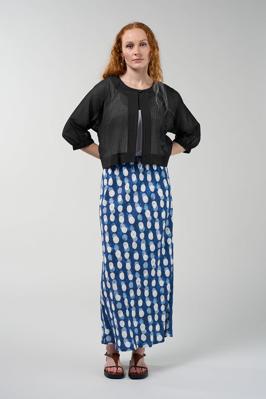 MADLEY SWEETLY FRAME JACKET BLACK NAVY SILK WHITE SHEER LAYER RAYON NYLON 