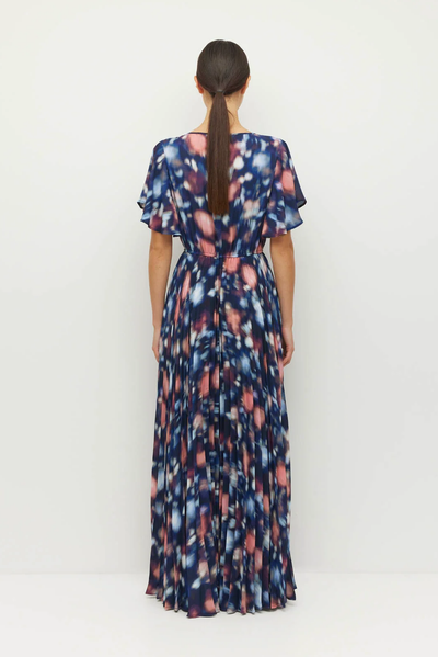 JULIETTE HOGAN MARAIS DRESS BLUE MAXI GOWN POLYESTER