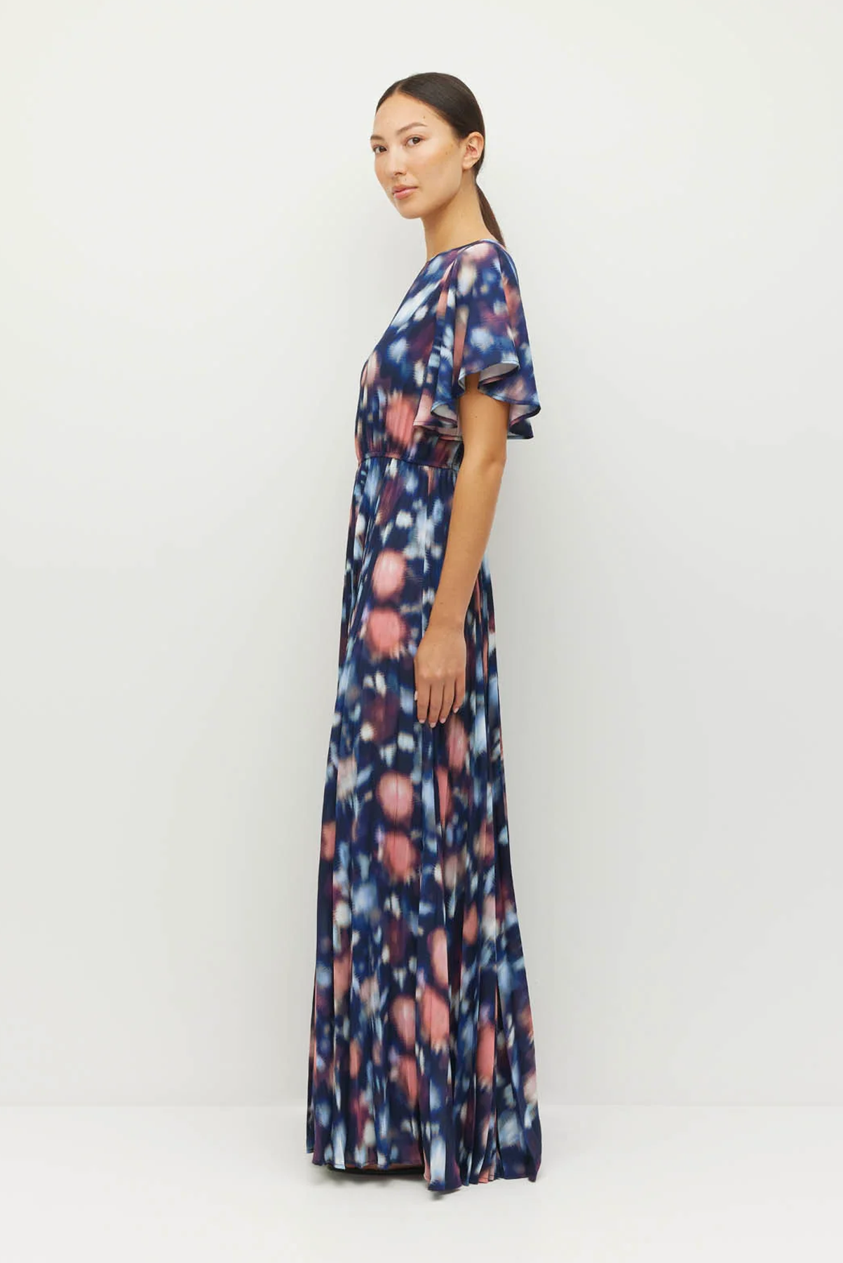 JULIETTE HOGAN MARAIS DRESS BLUE MAXI GOWN POLYESTER
