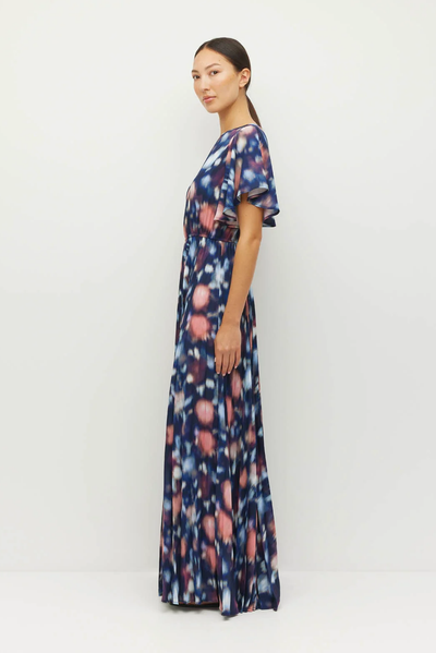JULIETTE HOGAN MARAIS DRESS BLUE MAXI GOWN POLYESTER