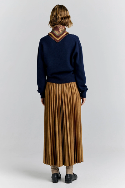 METALLIC SUNRAY PLEATED SKIRT