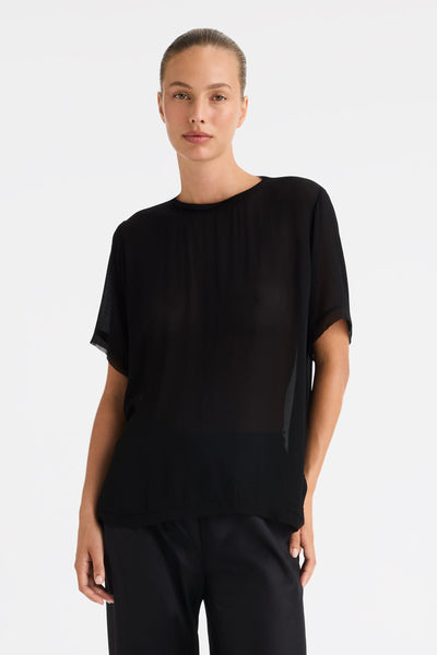 MORRSION SHORT SLEEVED LIZA TOP BLACK