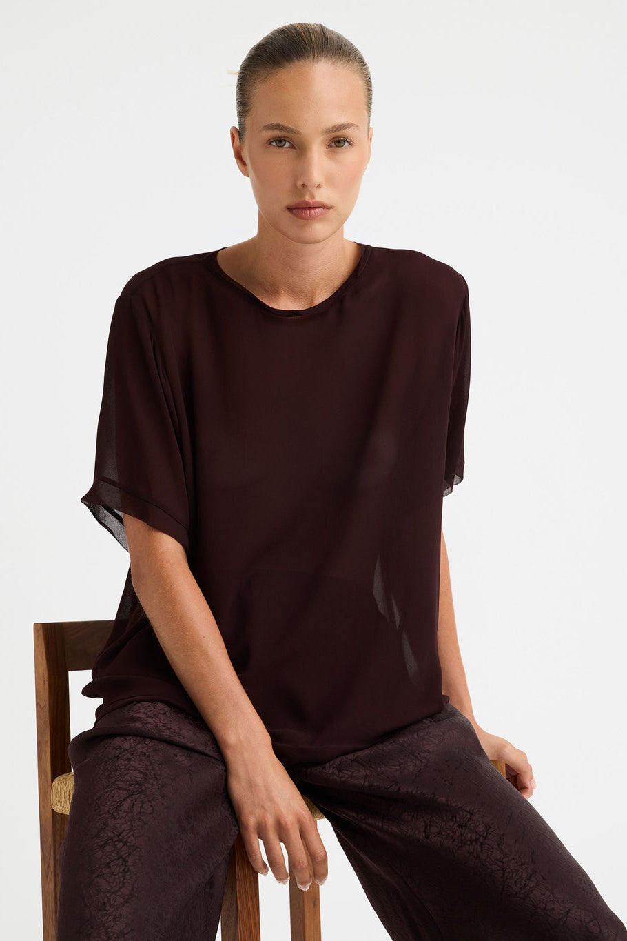 MORRSION SHORT SLEEVED LIZA TOP MAHOGANY