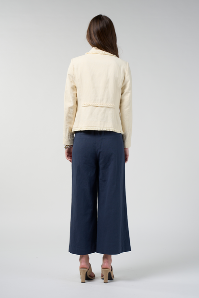 LOOBIES STORY NAVI JACKET COTTON LINEN RAYON LINED JACKET BUTTERMILK IVORY CREAM