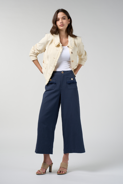 LOOBIES STORY NAVI JACKET COTTON LINEN RAYON LINED JACKET BUTTERMILK IVORY CREAM