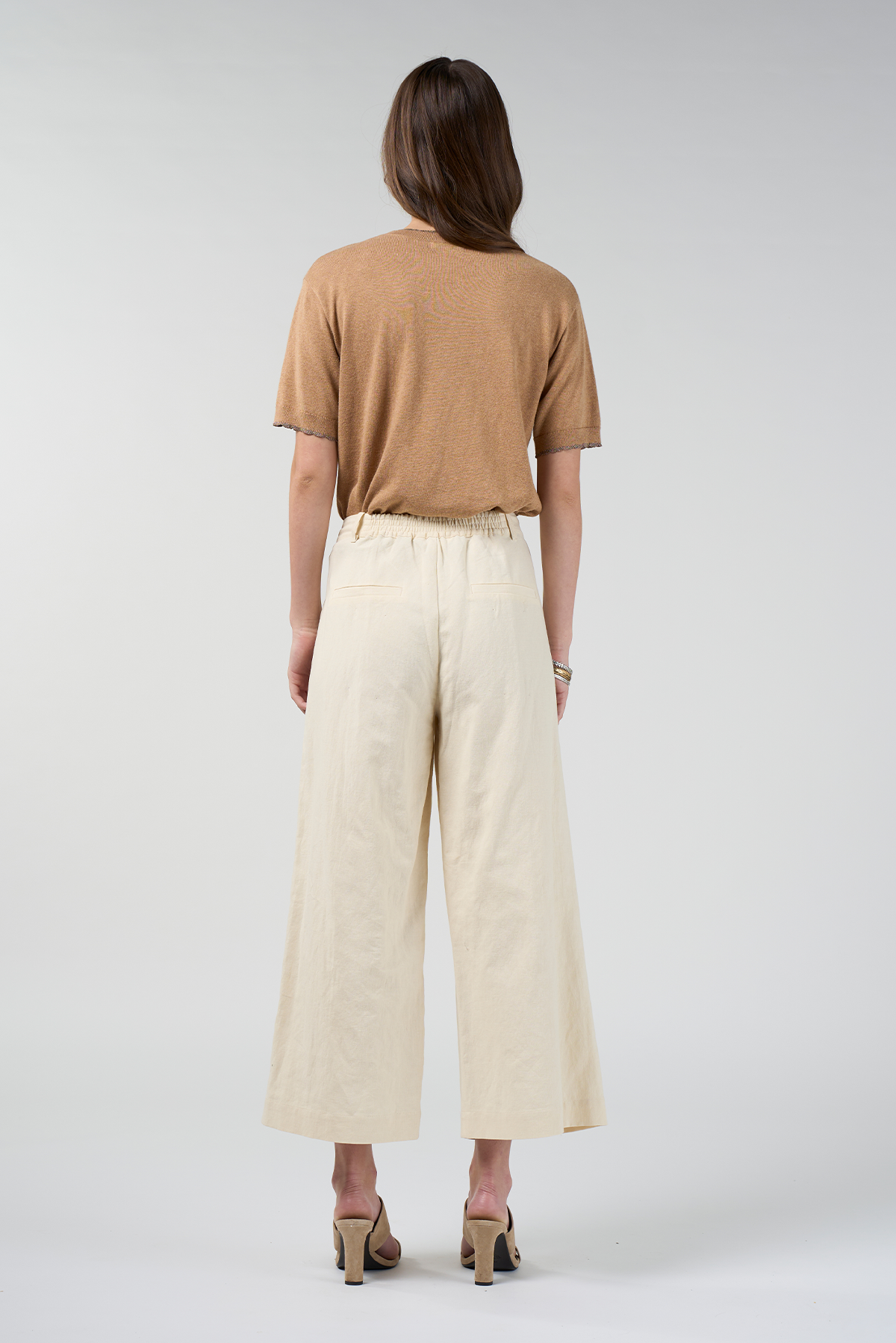 LOOBIES STORY NAVI PANT BUTTERMILK CREAM IVORY SANDALWOOD RUST COTTON LINEN