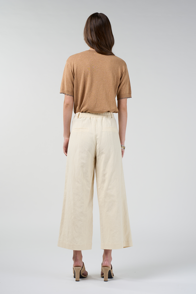 LOOBIES STORY NAVI PANT BUTTERMILK CREAM IVORY SANDALWOOD RUST COTTON LINEN