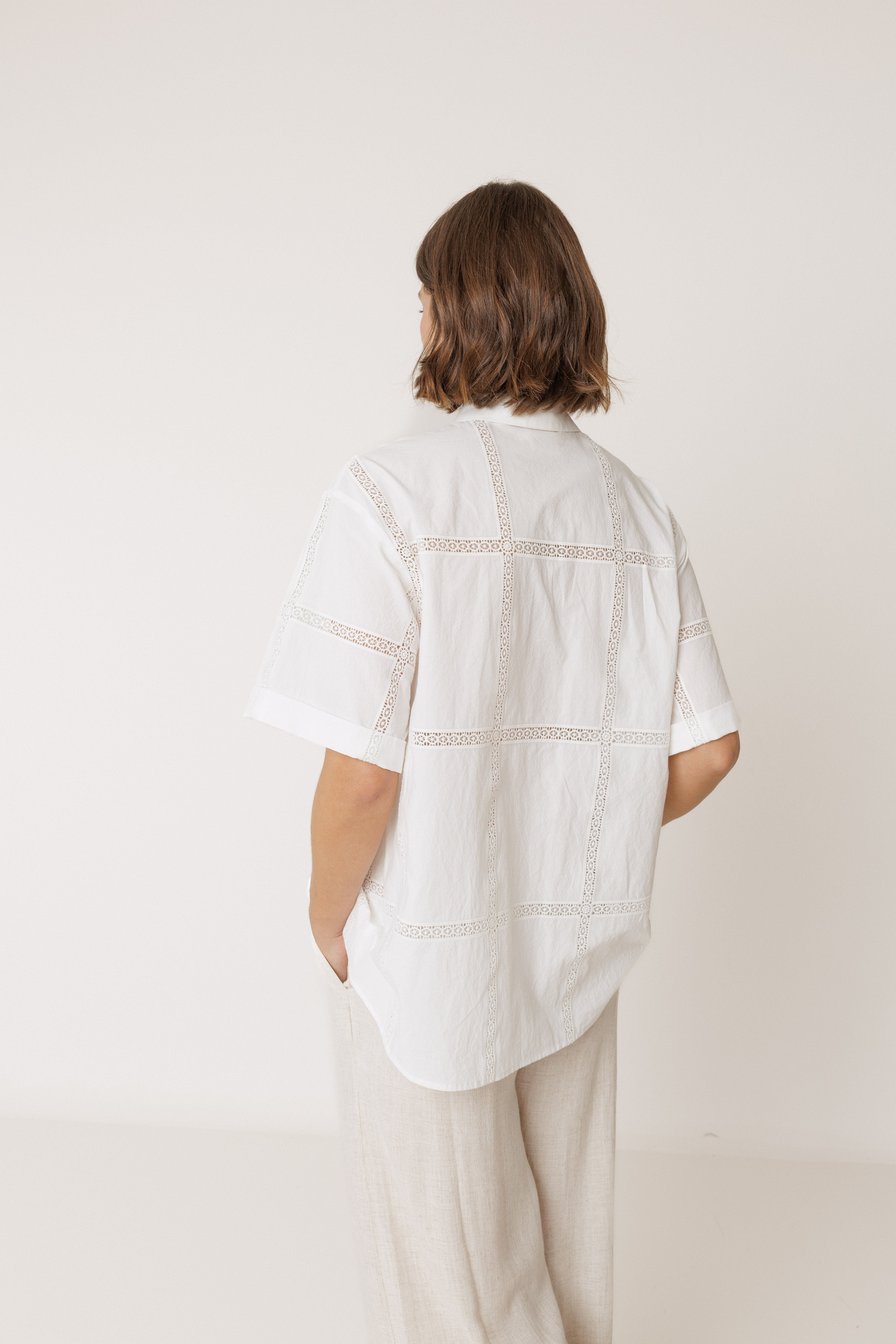 INDI AND COLD LACE POPLIN SHIRT COTTON WHITE