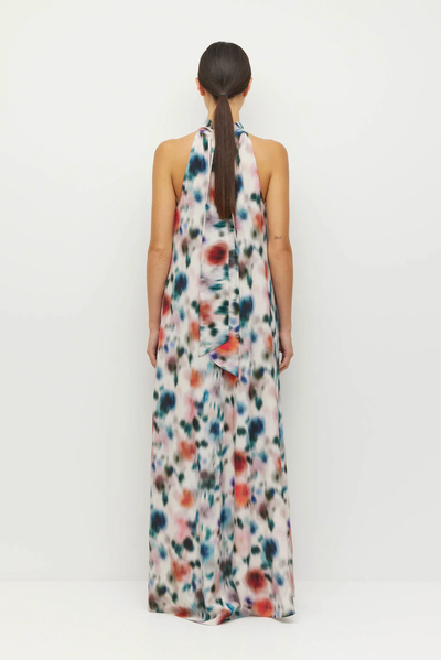 JULIETTE HOGAN NICO DRESS SILK POLYESTER HALTER MAXI FLORAL DRESS