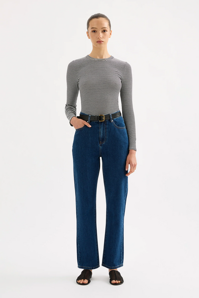 ORGANIC STRIPE RIB LS TEE