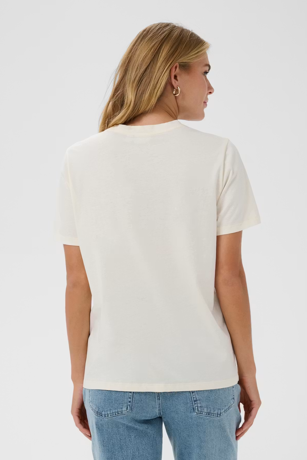 SAINT TROPEZ PALINA TSHIRT COTTON TEE IVORY WHITE ICE BLUE LOGO TEE