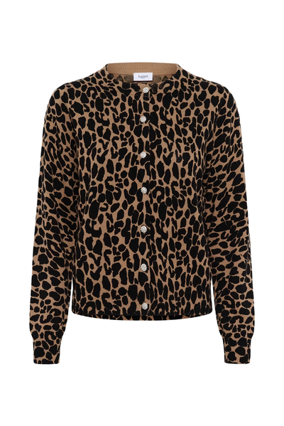 SAINT TROPEZ PALOMA PULLOVER COTTON KNIT CARDI LEOPARD ANIMAL PRINT