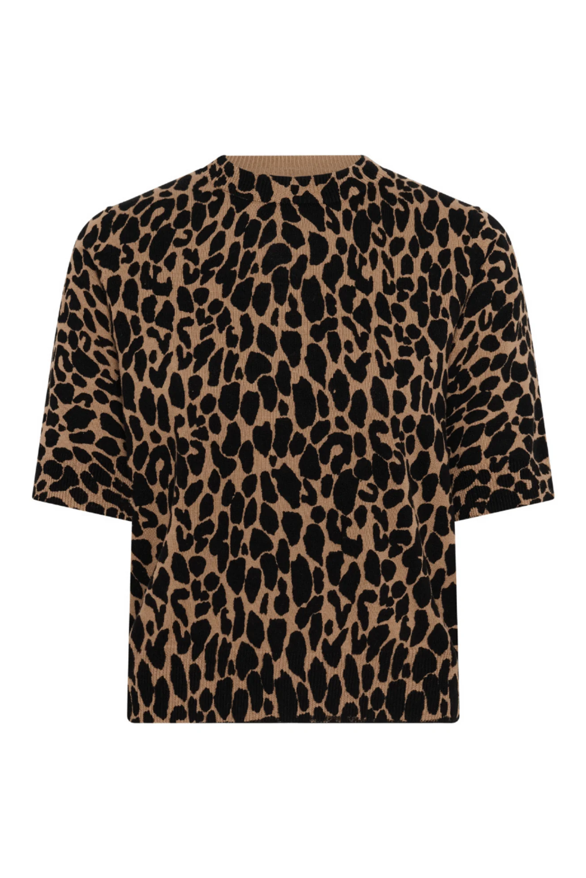 SAINT TROPEZ PALOMA PULLOVER KNIT TEE ANIMAL PRINT LEOPARD