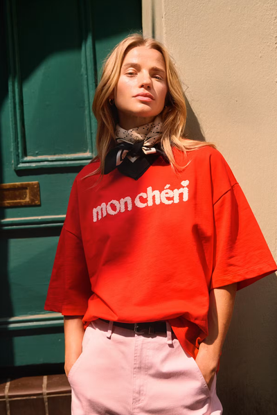 SAINT TROPEZ PANNA SWEATSHIRT COTTON RED LOGO TEE SHIRT 