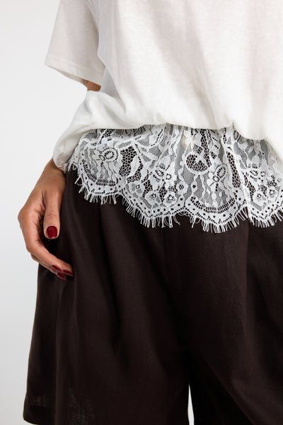 INK PARLOUR TEE WHITE LACE TRIM TOP WHITE TSHIRT LACE FRILL TOP WHITE LACE TEE WHITE LACE TSHIRT TSHIRT WITH POCKET