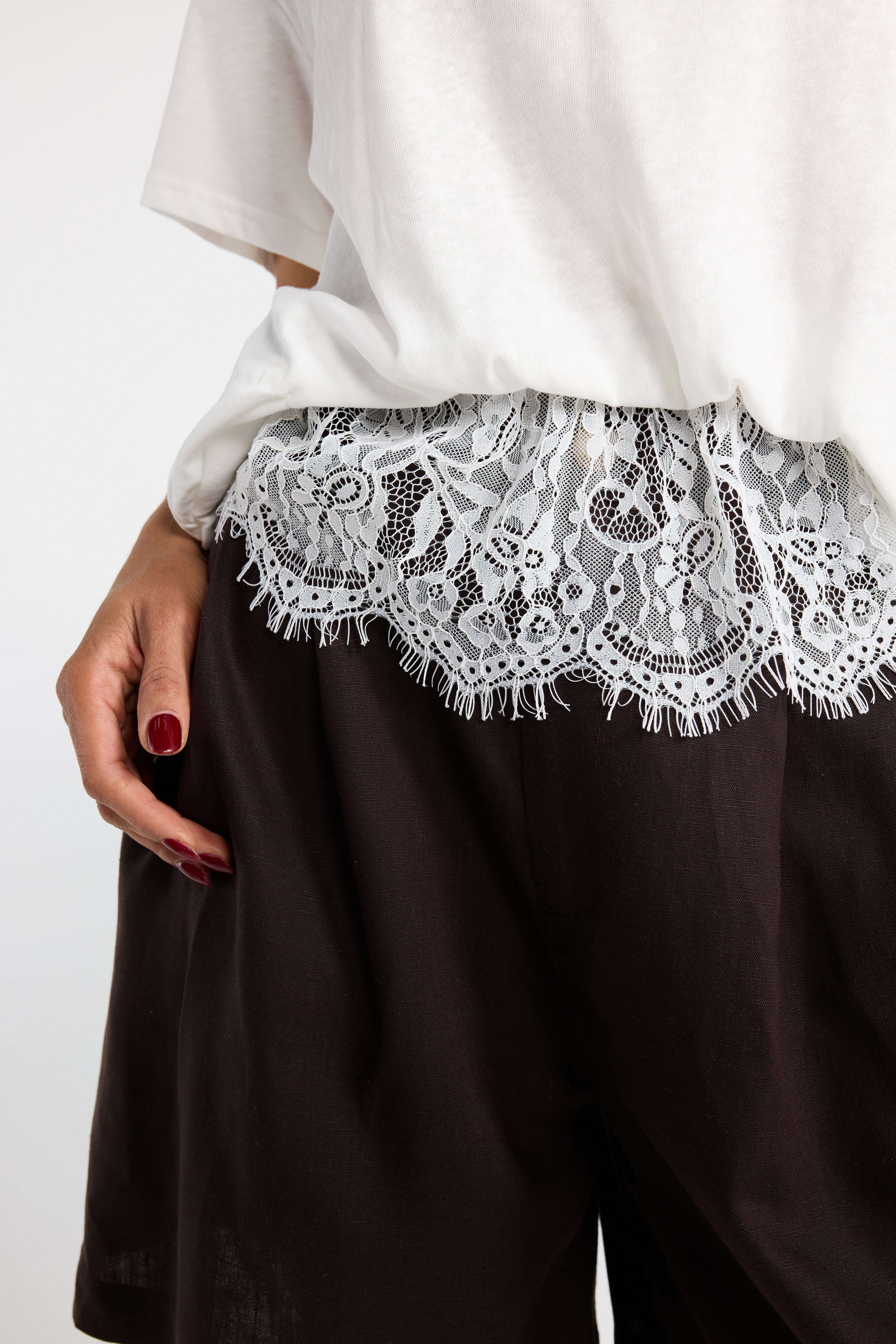 INK PARLOUR TEE WHITE LACE TRIM TOP WHITE TSHIRT LACE FRILL TOP WHITE LACE TEE WHITE LACE TSHIRT TSHIRT WITH POCKET