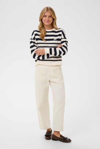 SAINT TROPEZ PHILENE SWEATSHIRT COTTON POLYESTER STRIPE NAVY WHITE IVORY SWEATER