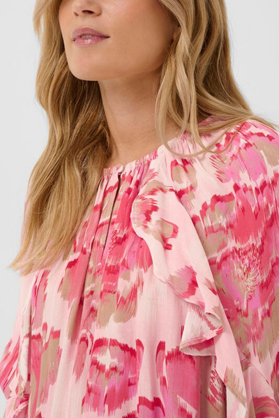 SAINT TROPEZ POLLYANA BLOUSE VISCOSE PINK FLORAL TOP