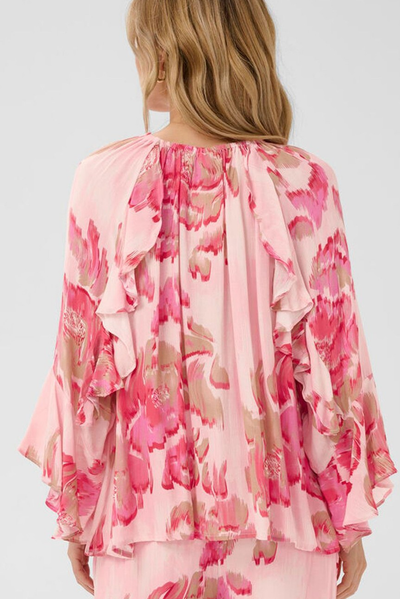 SAINT TROPEZ POLLYANA BLOUSE VISCOSE PINK FLORAL TOP