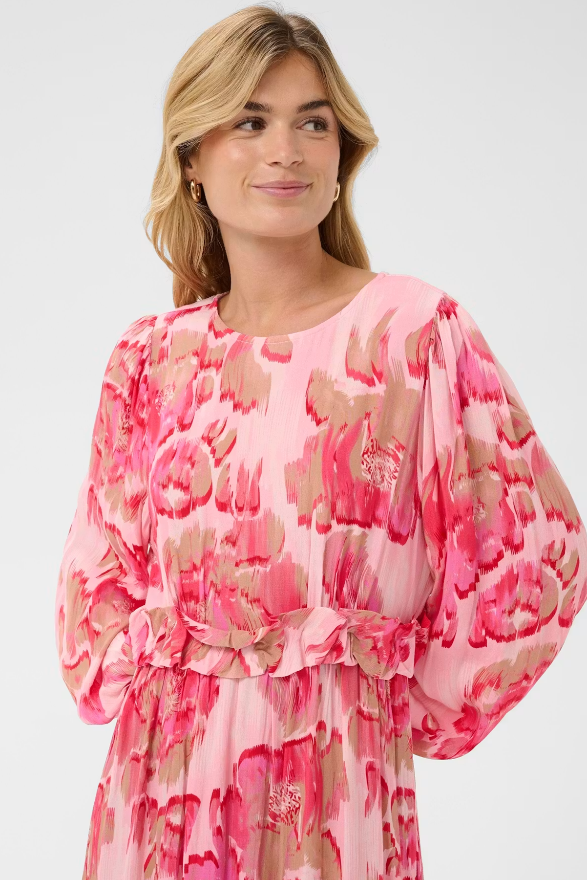 SAINT TROPEZ POLLYANA DRESS VISCOSE PINK FLORAL MAXI DRESS