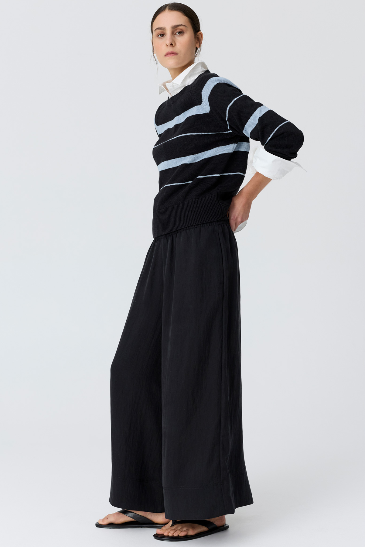 POL ROSIN STRIPE KNIT BLUE BLACK PEBBLE CHALK STRIPE