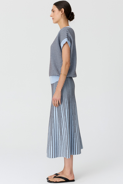 POL EVLYN KNIT TOP KNIT VEST BLUE CHOCOLATE LINEN COTTON