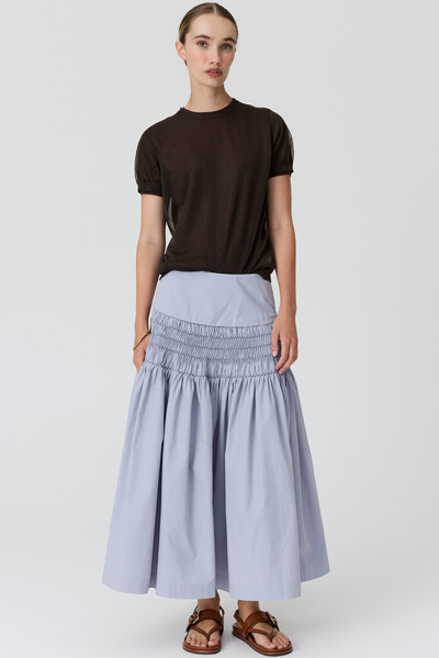 POL KASPAR LAYERED TEE VISCOSE COTTON NYLON POLYESTER BROWN CHOCOLATE KNIT