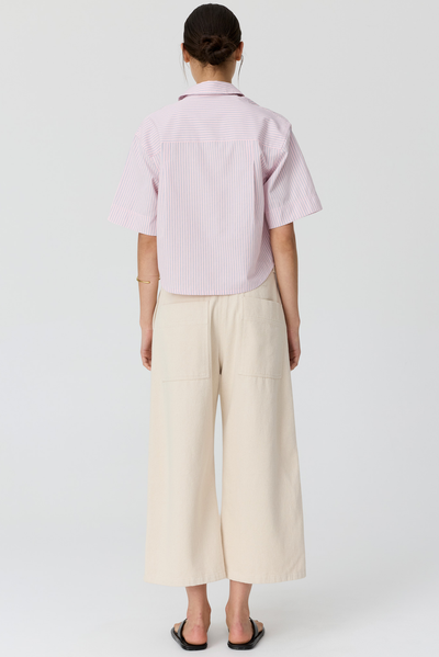 POL AUBIN CAMP SHIRT PINK STRIPE COTTON 
