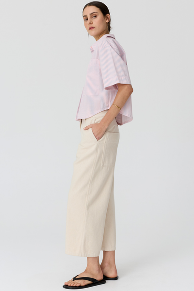 POL AUBIN CAMP SHIRT PINK STRIPE COTTON 