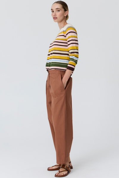 POL TILLER MULTISTRIPE KNIT SWEATER STRIPE YELLOW LINEN COTTON