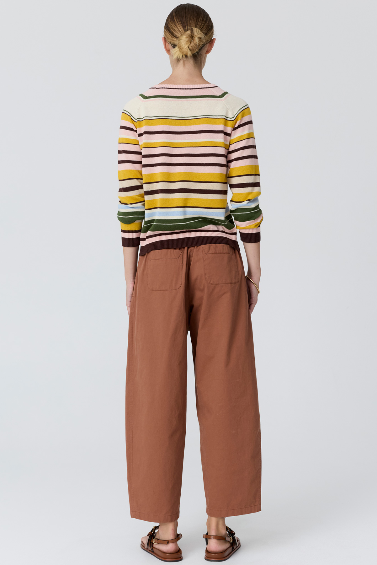 POL TILLER MULTISTRIPE KNIT SWEATER STRIPE YELLOW LINEN COTTON