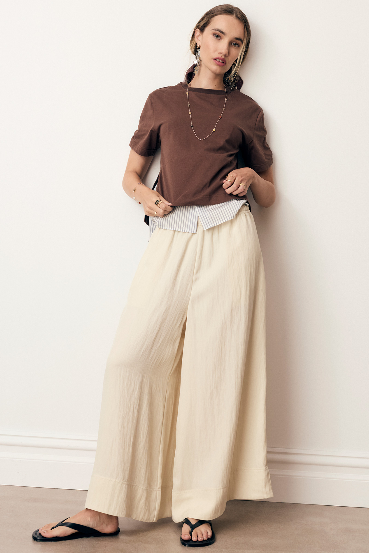 POL ASTER PANT LYOCELL VISCOSE NYLON CHOCOLATE BROWN ECRU