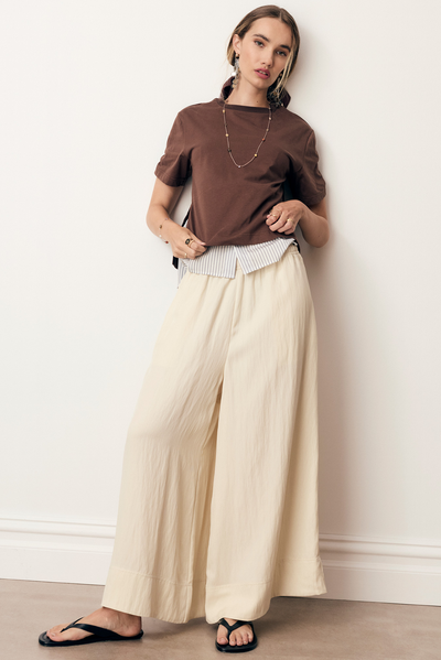 POL ASTER PANT LYOCELL VISCOSE NYLON CHOCOLATE BROWN ECRU