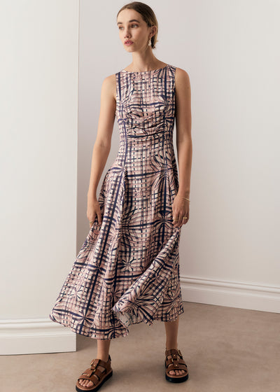 LATTICE GATHERED DRESS