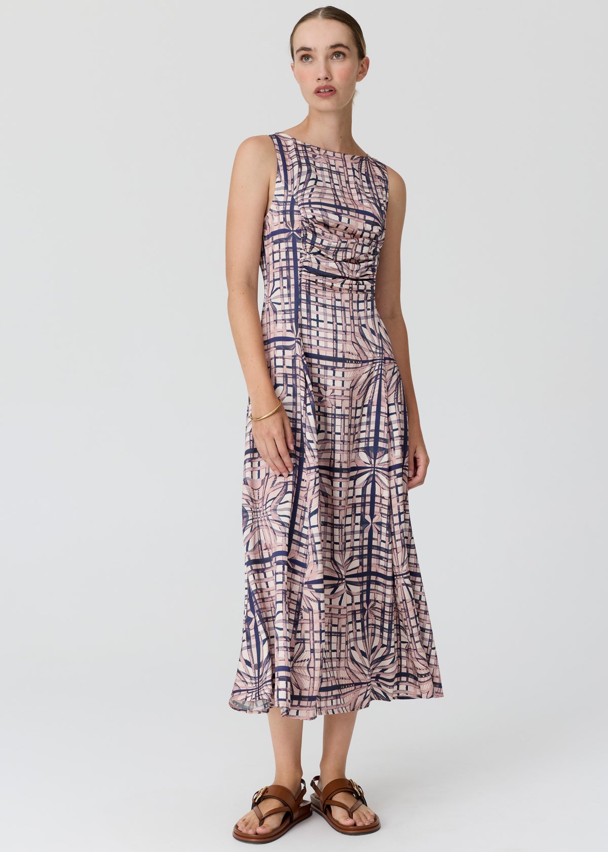 LATTICE GATHERED DRESS