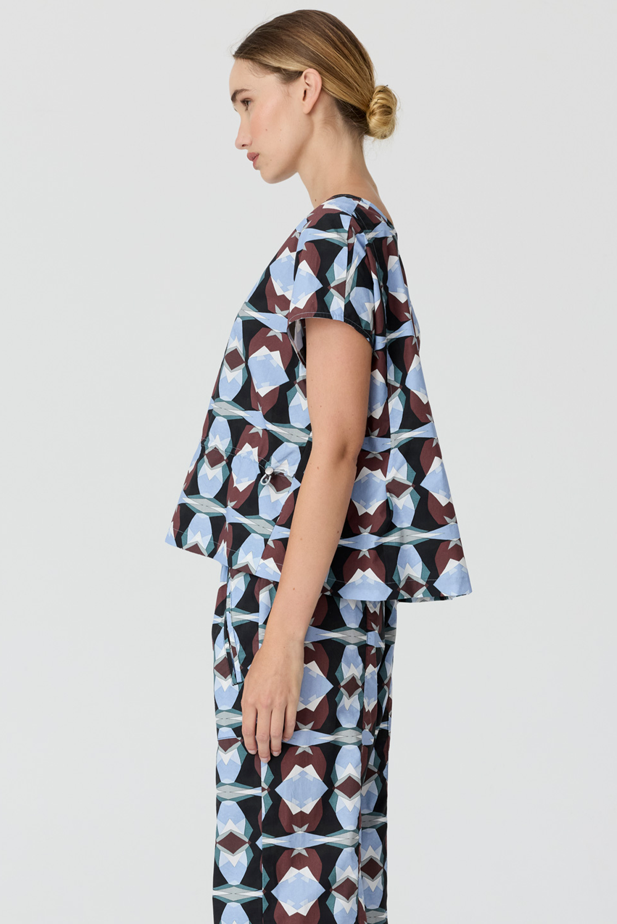 POL THYRA REVERSIBLE TEE COTTON BLUE PRINT TOP