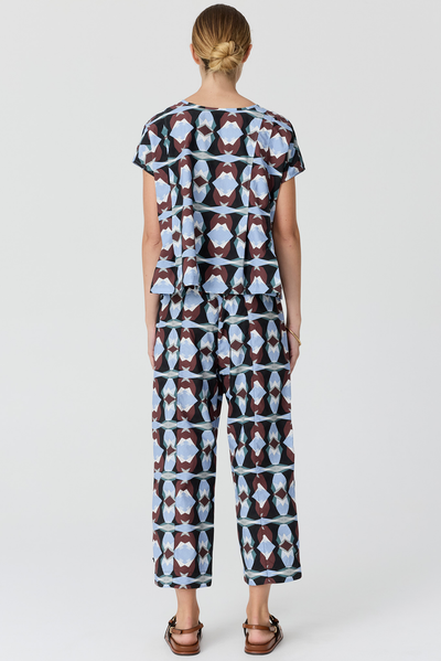 POL THYRA REVERSIBLE TEE COTTON BLUE PRINT TOP