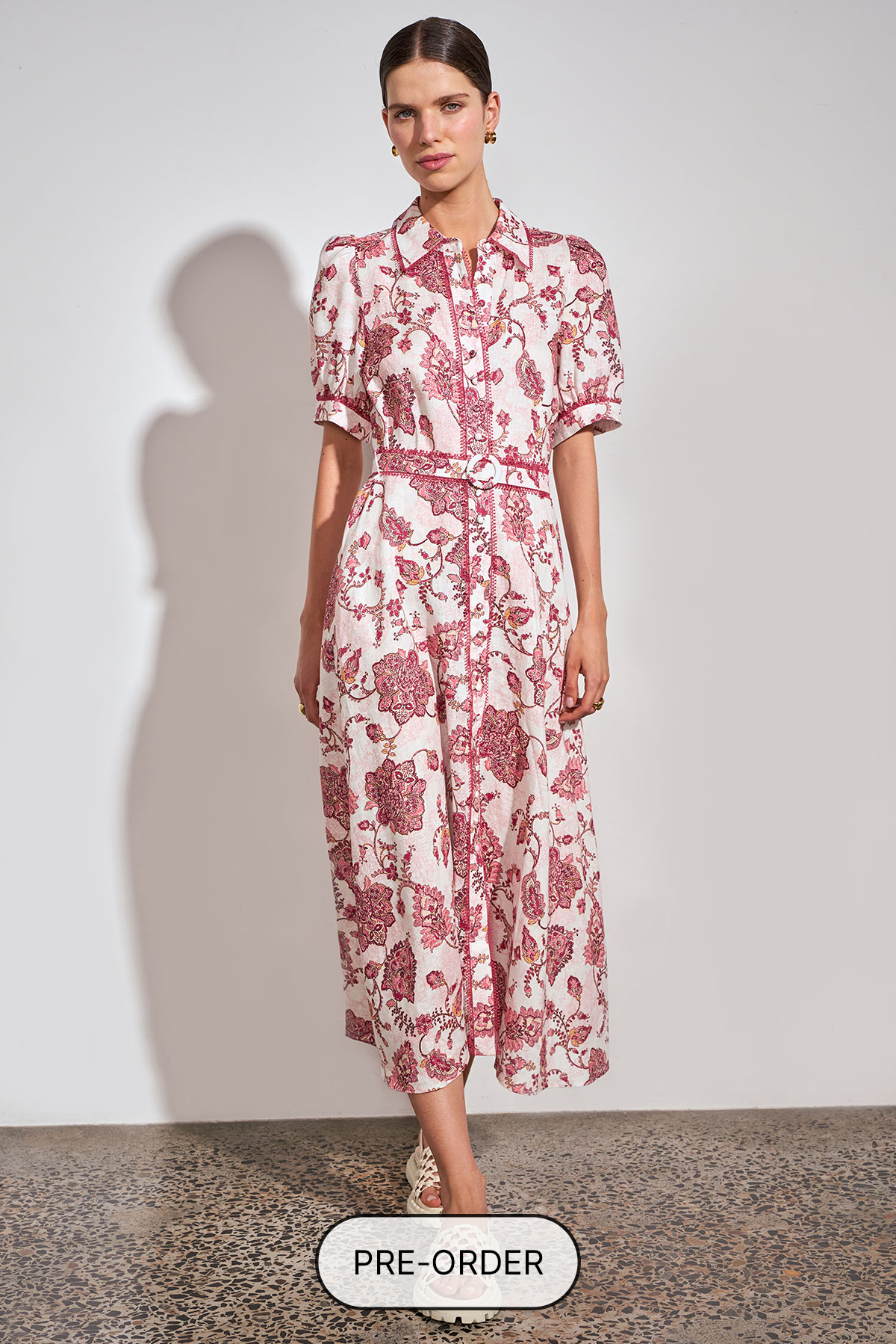 ZOE KRATZMANN ADMIRE DRESS ROSE PAISLEY LINEN MIDI DRESS