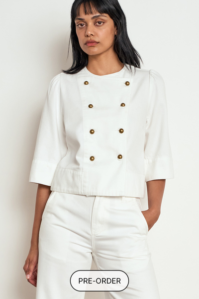 ZOE KRATZMANN PLUNGE JACKET COTTON LYOCELL ELM WHITE IVORY CROPPED JACKET