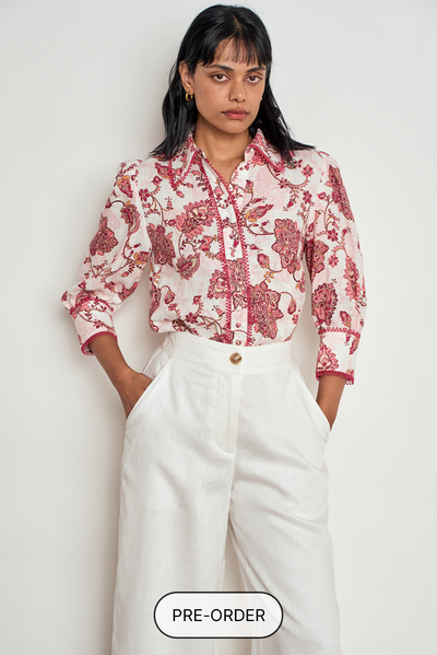ZOE KRATZMANN SERENADE TOP ROSE PAISLEY LINEN BLOUSE