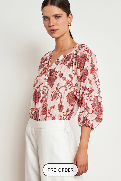 ZOE KRATZMANN VOW TOP COTTON ROSE PAISLEY BLOUSE
