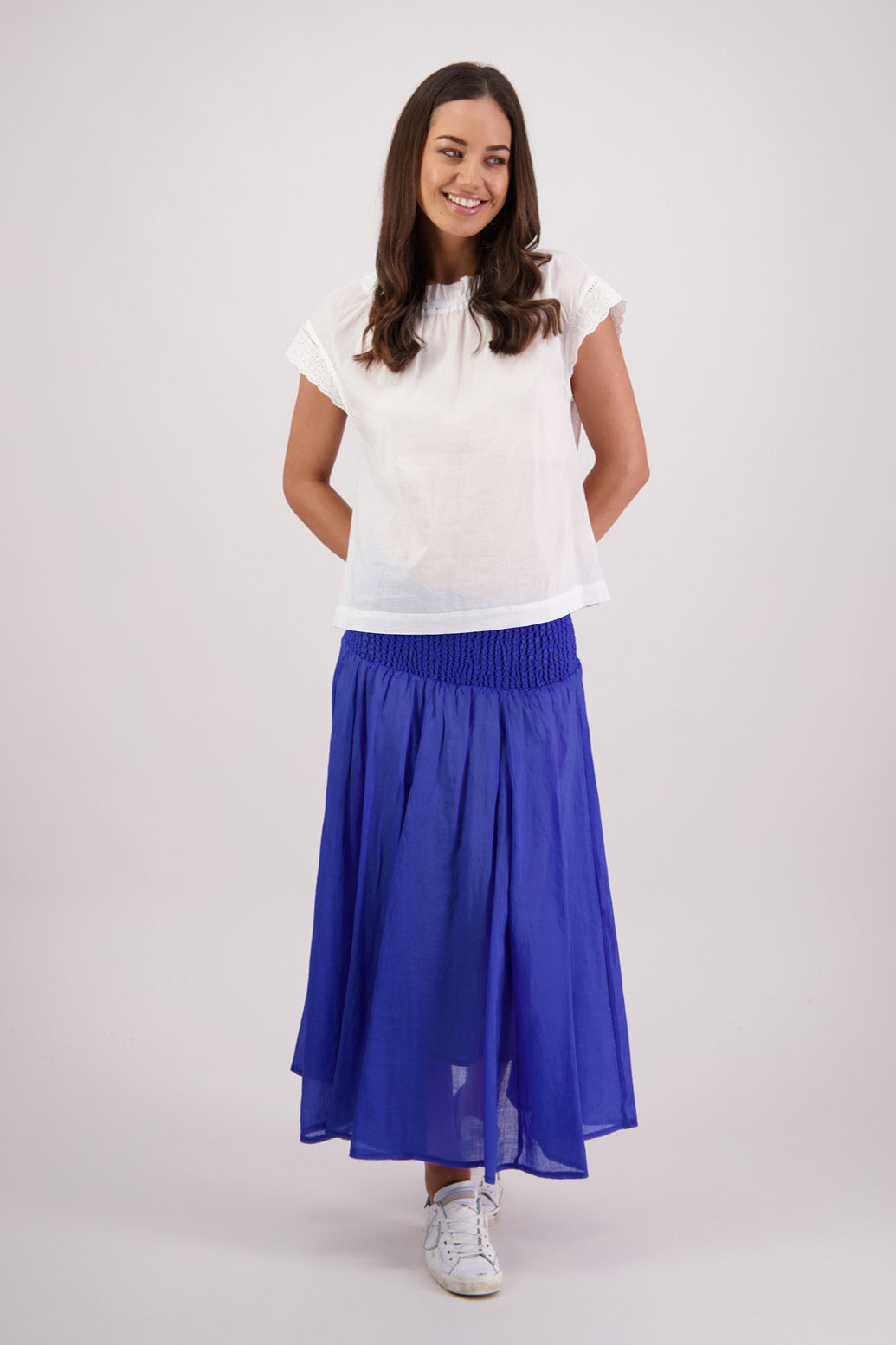 BRIARWOOD PANDORA SKIRT COTTON MIDI MAXI SKIRT BLUE INK NAVY YELLOW RED
