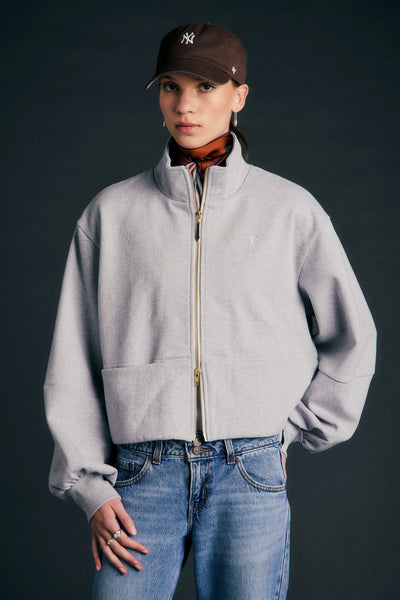 KAREN WALKER RUNAWAY ZIP FRONT SWEATSHIRT GREY MARLE JUMPER