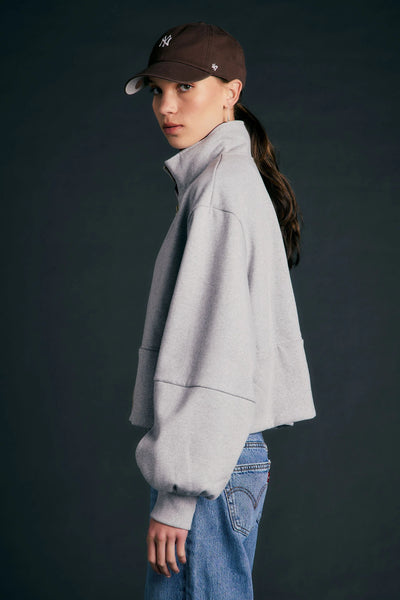 KAREN WALKER RUNAWAY ZIP FRONT SWEATSHIRT GREY MARLE JUMPER