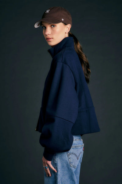 KAREN WALKER RUNAWAY ZIP FRONT SWEATSHIRT NAVY JUMPER