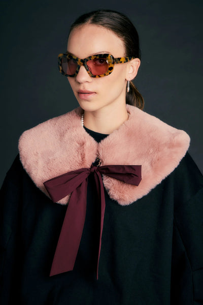 KAREN WALKER RUNAWAY COLLAR DUSTY PINK FLUFFY TIE ATTACHABLE COLLAR
