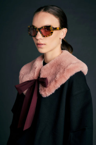 KAREN WALKER RUNAWAY COLLAR DUSTY PINK FLUFFY TIE ATTACHABLE COLLAR