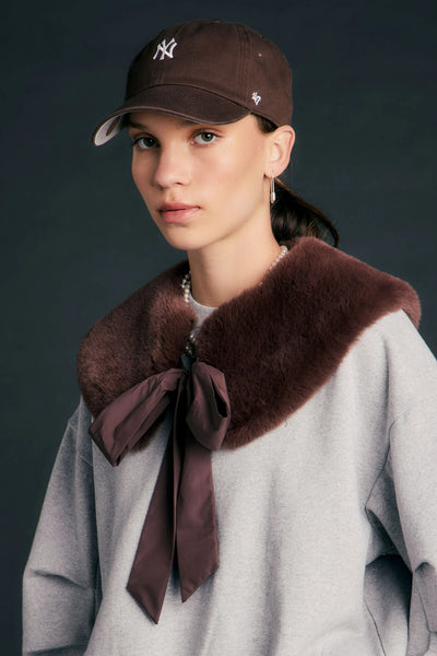 KAREN WALKER RUNAWAY COLLAR MOCHA FLUFFY TIE ATTACHABLE COLLAR